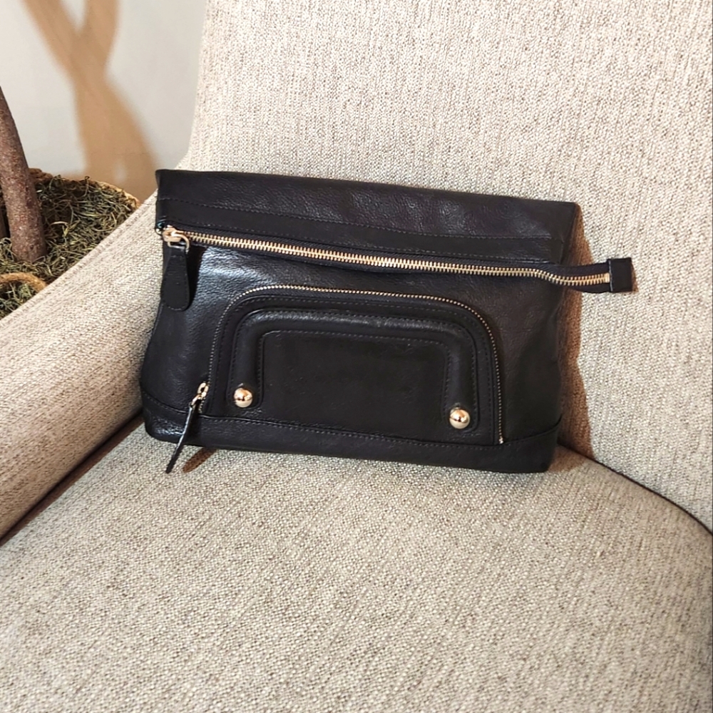 Kate Landry leather fold over clutch bag